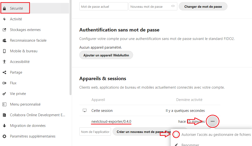 On supprime l'accès par sécurité..