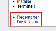 On lance le redémarrage de l'installation..