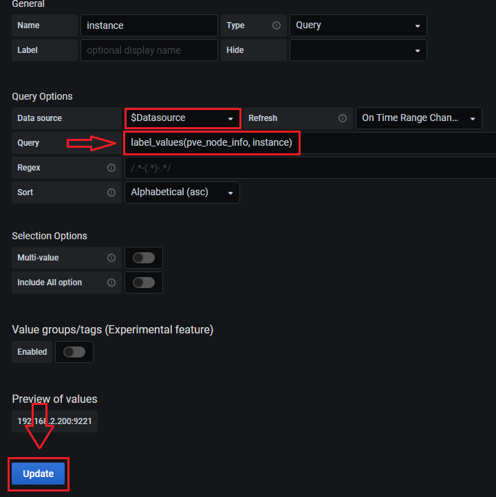 On renseigne les nouvelles valeurs