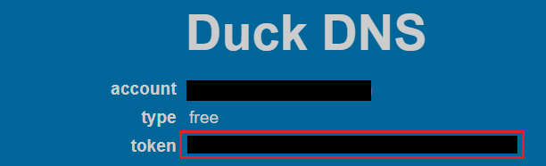 On récupère le "token" de son compte Duck DNS