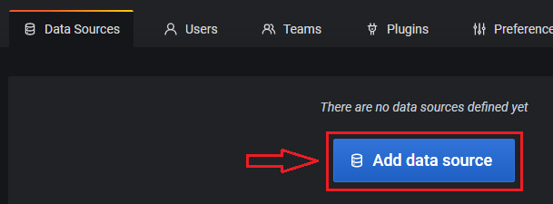 Menu d'ajout de sources de données.