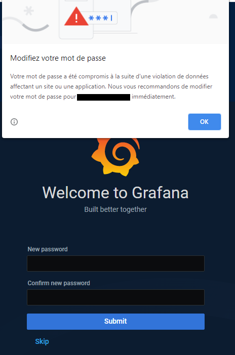 Remplacer le mot de passe par défaut.
