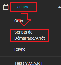 Accès au menu "Scripts de Démarrage/Arrêt"...