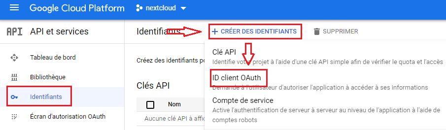 Choix du type d'authentification
