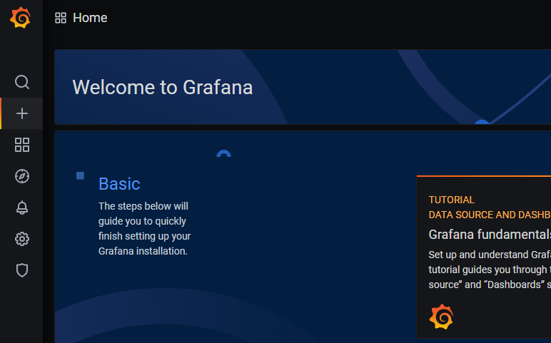 Page d'accueil Grafana.