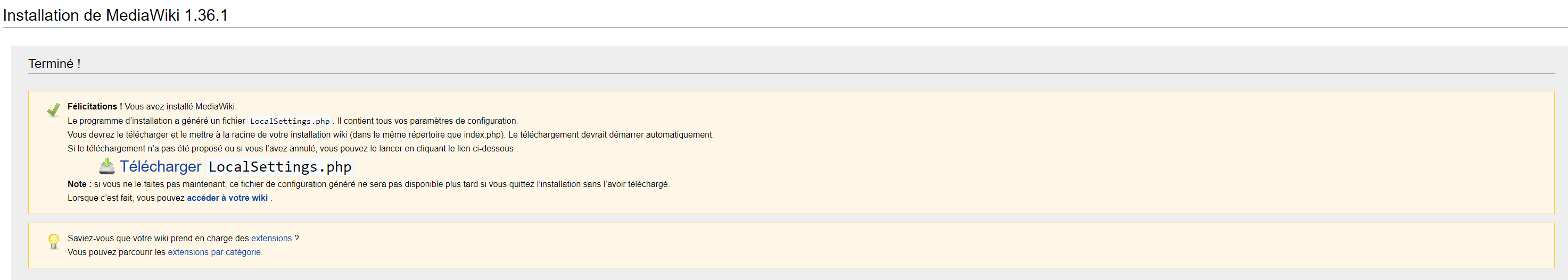 Envoie de "LocalSettings.php"