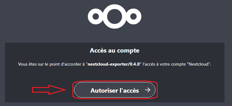 Deuxième fenêtre d'autorisation..