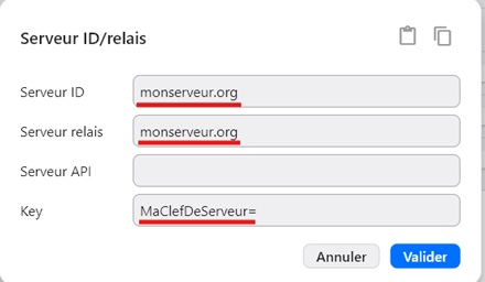 On renseigne les trois champs nécessaires..