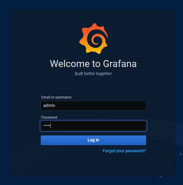 Page de connexion Grafana.