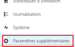 Menu Paramètres supplémentaires.