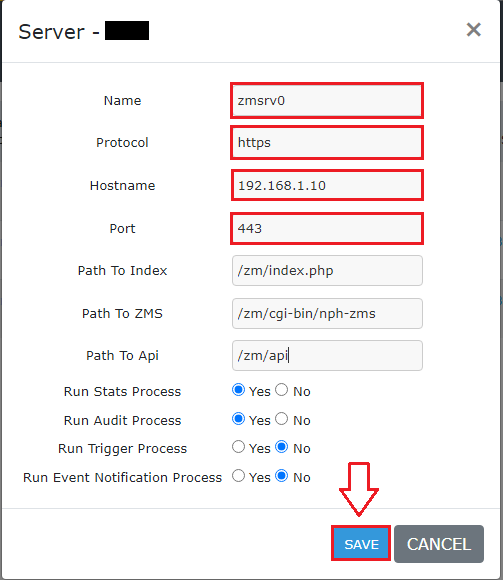 Formulaire d'ajout de serveur..